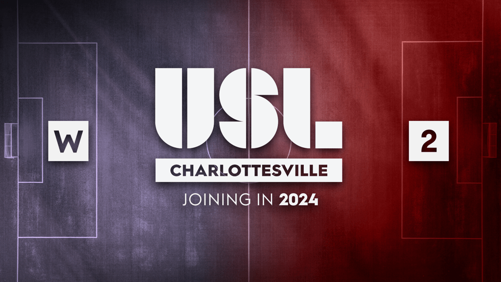 USL Charlottesville logo with W League and League Two Icons