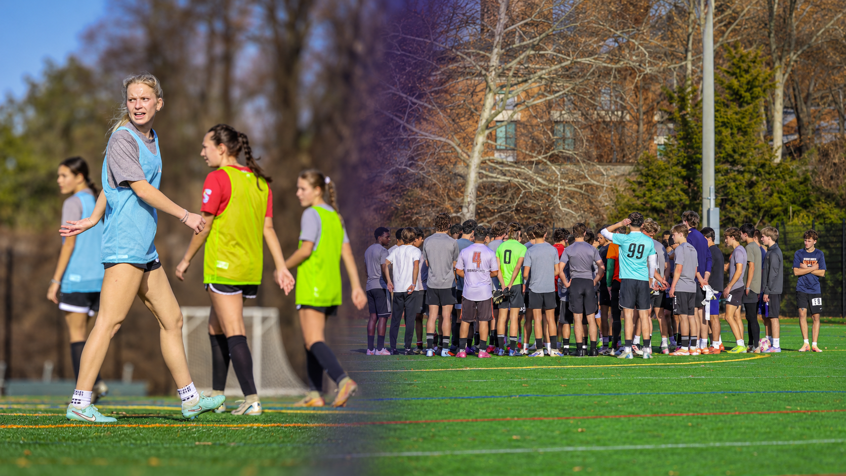 Men and women competing at Charlottesville Blues FC open tryouts