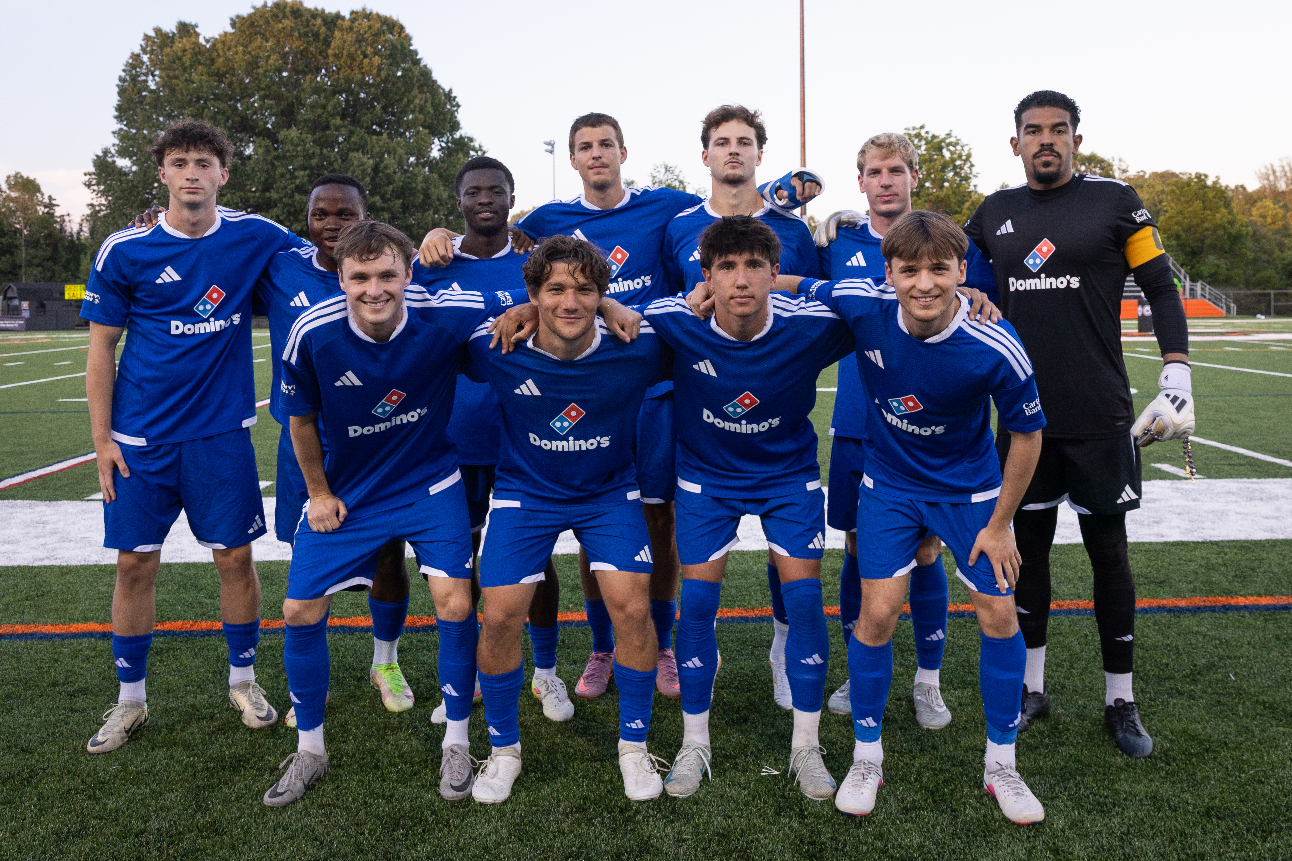 Charlottesville Blues FC men's team before a home match.
